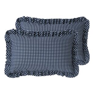 Emerald Hill Washed Gingham Standard Pillowcases 2 Pack Navy Standard