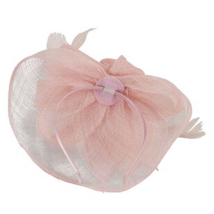 Sinamay Side Saucer Fascinator with Leaves Blush