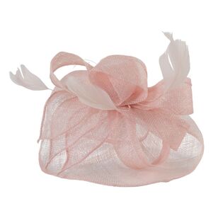 Sinamay Side Saucer Fascinator with Leaves Blush