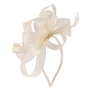 Crinoline Side Loop Fascinator with Feathers Natural