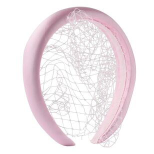 Maria George Padded Satin Headband with Veil Pink