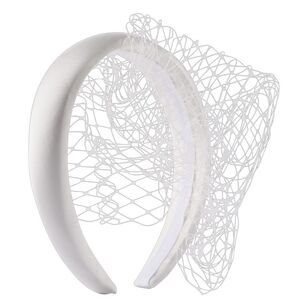 Maria George Padded Satin Headband with Veil White