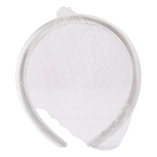 Maria George Padded Satin Headband with Veil White