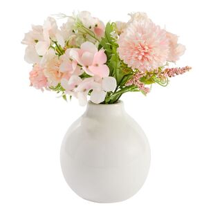 Ceramic Round Vase with Floral Bouquet Pink 30 cm