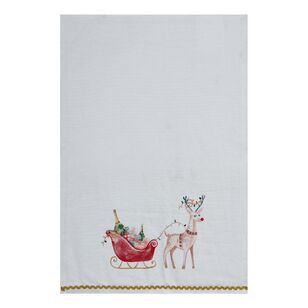 Jolly & Joy Christmas Drink & Sleigh Tea Towel 2 Pack Multicoloured 50 x 70 cm