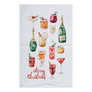 Jolly & Joy Christmas Drink & Sleigh Tea Towel 2 Pack Multicoloured 50 x 70 cm