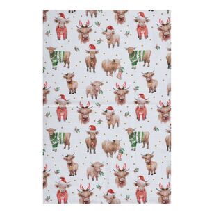 Jolly & Joy Christmas Mooee Tea Towel 2 Pack Multicoloured 50 x 70 cm