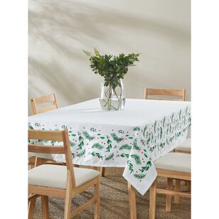 Jolly & Joy Christmas Holly Jolly Tablecloth White