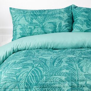 Emerald Hill Blue Palm Quilt Cover Set Blue