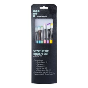 Francheville Rainbow Assorted Synthetic Paint Brush Set Multicoloured