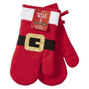 Jolly & Joy Christmas Clause Oven Glove 2 Pack Red 18 x 90 cm