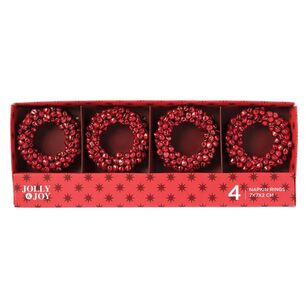 Jolly & Joy Christmas Bells Napkin Ring 4 Pack Red 7 x 7 cm