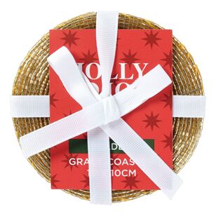 Jolly & Joy Christmas Grace Coaster 4 Pack Gold 10 x 10 cm