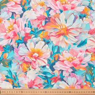 Bright Blooms 135 cm Rayon Fabric Multicoloured 135 cm