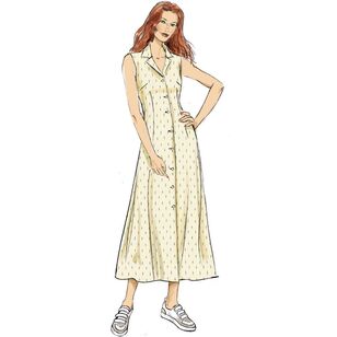 Butterick B6974 Misses' Shirt Dress with Sleeve Variations Pattern White