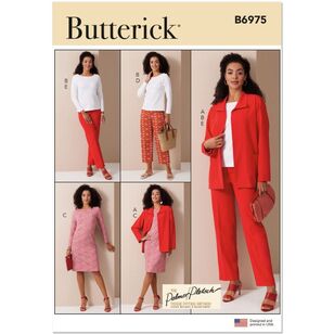 Butterick B6975 Misses' Jacket, Knit Top and Dress, and Pants Pattern White