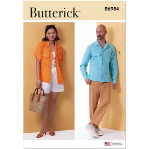 Butterick B6984 Unisex Shirts, Shorts and Pants Pattern White XS - XL