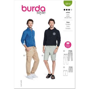 Burda 5814 Men's Pants Pattern White 36 - 46