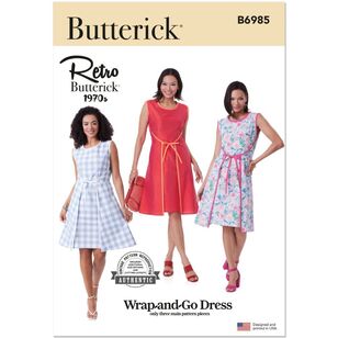 Butterick B6985 1970s Misses' Dress Pattern White 18 - 26