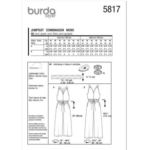 Burda 5817 Misses' Overall Pattern White 10 - 22