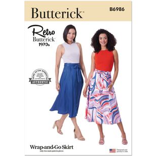 Butterick B6986 1970s Misses' Skirt Pattern White XS - L