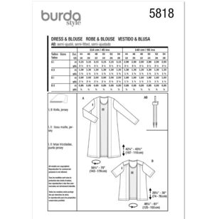 Burda 5818 Misses' Dress & Blouse Pattern White 18 - 28