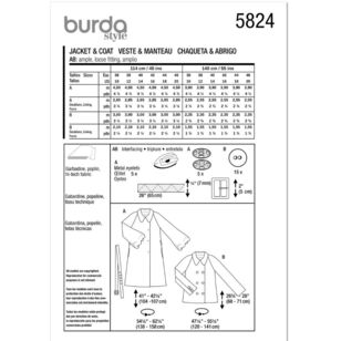 Burda 5824 Misses' Jacket & Coat Pattern White 10 - 20