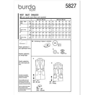 Burda 5827 Misses' Vest Pattern White 10 - 20