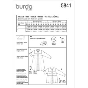 Burda 5841 Misses' Dress & Tunic Pattern White 20 - 34