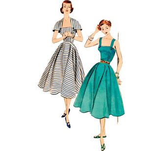 Vogue V2002 Misses' 1952 Dress and Capelet Pattern White
