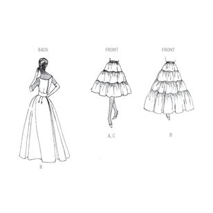 Vogue V2003 Misses' 1959 Dress and Petticoat Pattern White