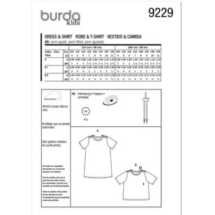 Burda 9229 Children's Dress & Shirt Pattern White 4 - 11 years old