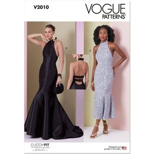 Vogue V2010 Misses' Halter Neck Dress Pattern White