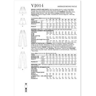 Vogue V2014 Misses' Shorts and Pants Pattern White