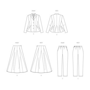 Vogue V2018 Misses' Peplum Jacket, Skirt and Pants Pattern White