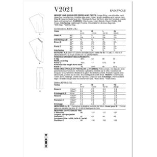 Vogue V2021 Misses' One Shoulder Dress and Pants Pattern White S - XL