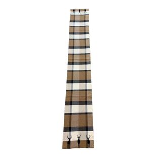 Bouclair Christmas Winter Luxe Plaid Deer Table Runner Brown 33 x 213 cm