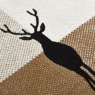 Bouclair Christmas Winter Luxe Plaid Deer Table Runner Brown 33 x 213 cm