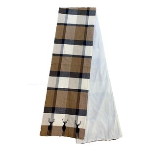 Bouclair Christmas Winter Luxe Plaid Deer Table Runner Brown 33 x 213 cm