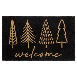 Bouclair Christmas Tree Bienvenue Coir Door Mat Black 46 x 76 cm