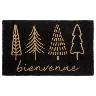 Bouclair Christmas Tree Bienvenue Coir Door Mat Black 46 x 76 cm