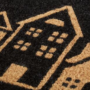 Bouclair Christmas Houses Coir Door Mat Black 46 x 76 cm