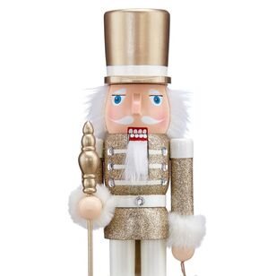 Bouclair Christmas Winter Luxe Nutcracker Snowflake Gold 35 cm