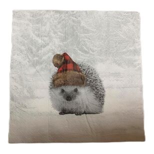 Bouclair Christmas Hedgehog Napkin Red 33 x 33 cm