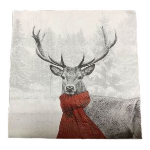 Bouclair Christmas Deer Napkin Red 33 x 33 cm