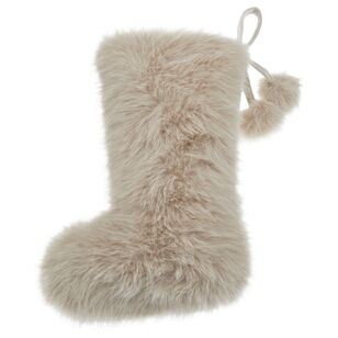 Bouclair Christmas Maude Fur Stocking Natural 27.7 x 42 cm