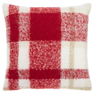 Bouclair Christmas Loca Plaid Cushion Red 50.8 x 50.8 cm