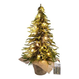 Bouclair Christmas Winter Luxe Medium Burlap Led Christmas Tree Green 22 x 48 cm