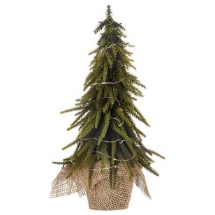 Bouclair Christmas Winter Luxe Small Burlap Led Christmas Tree Green 18 x 35 cm