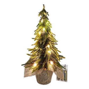 Bouclair Christmas Winter Luxe Small Burlap Led Christmas Tree Green 18 x 35 cm